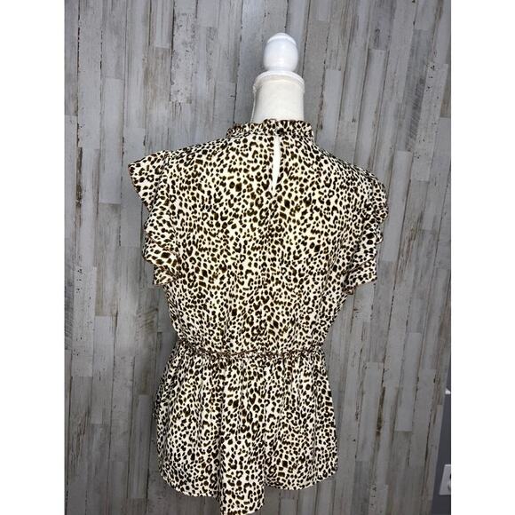 FSLapparel Women's Medium Cheetah Print Ruffle Sleeve Knee Length Dress - Picture 4 of 6